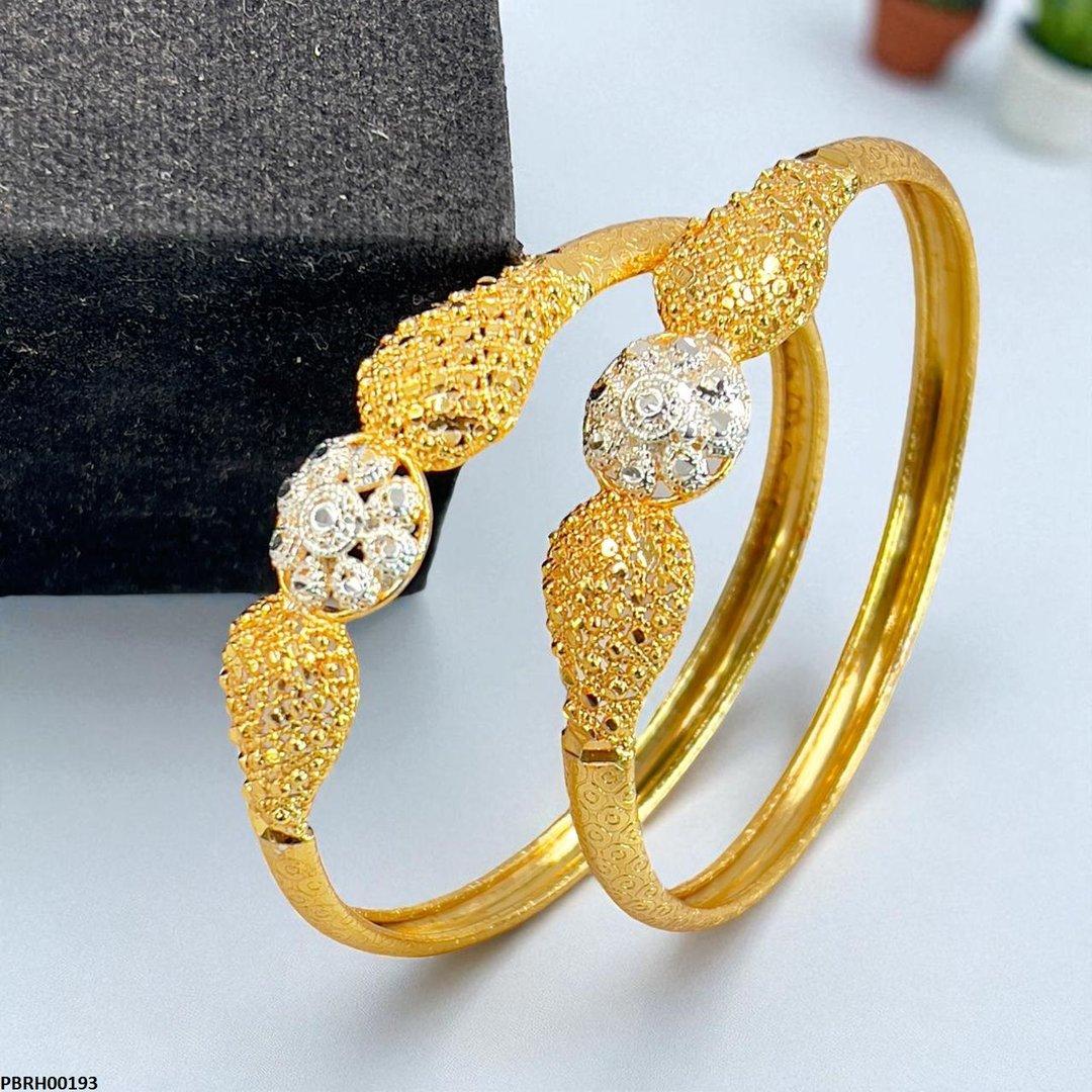 RH00193 MZM Round Flower Bangles 2 Pcs Set - PBRH