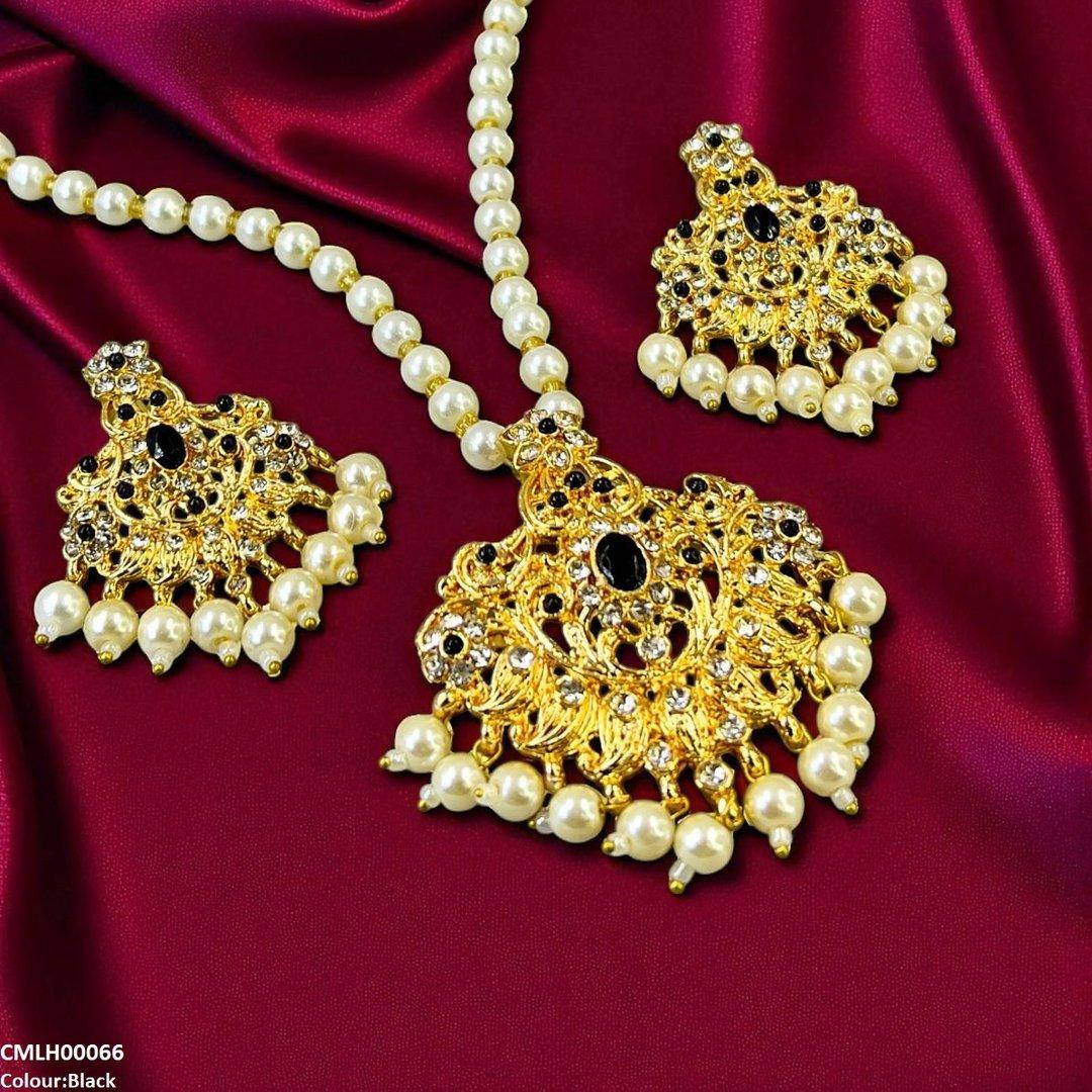LH00066 MZM Oval/Flower Pearl Drop Mala Set