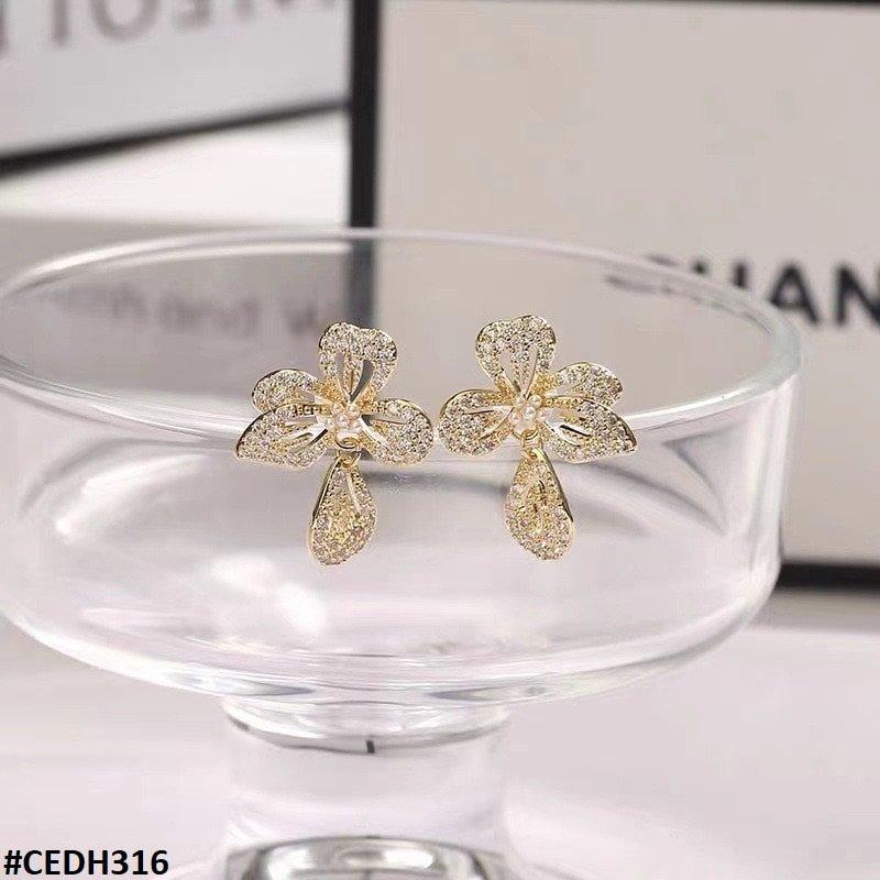 DH316 ZHL Flower Teardrop Earrings Pair