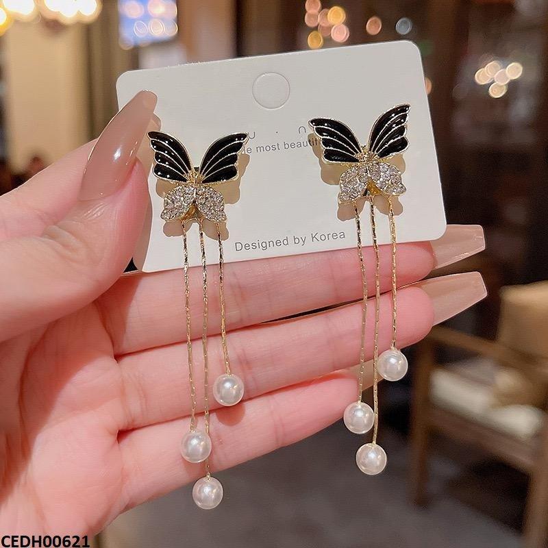 EDH00621 LSH Butterfly/Pearl Drop Earrings - CEDH