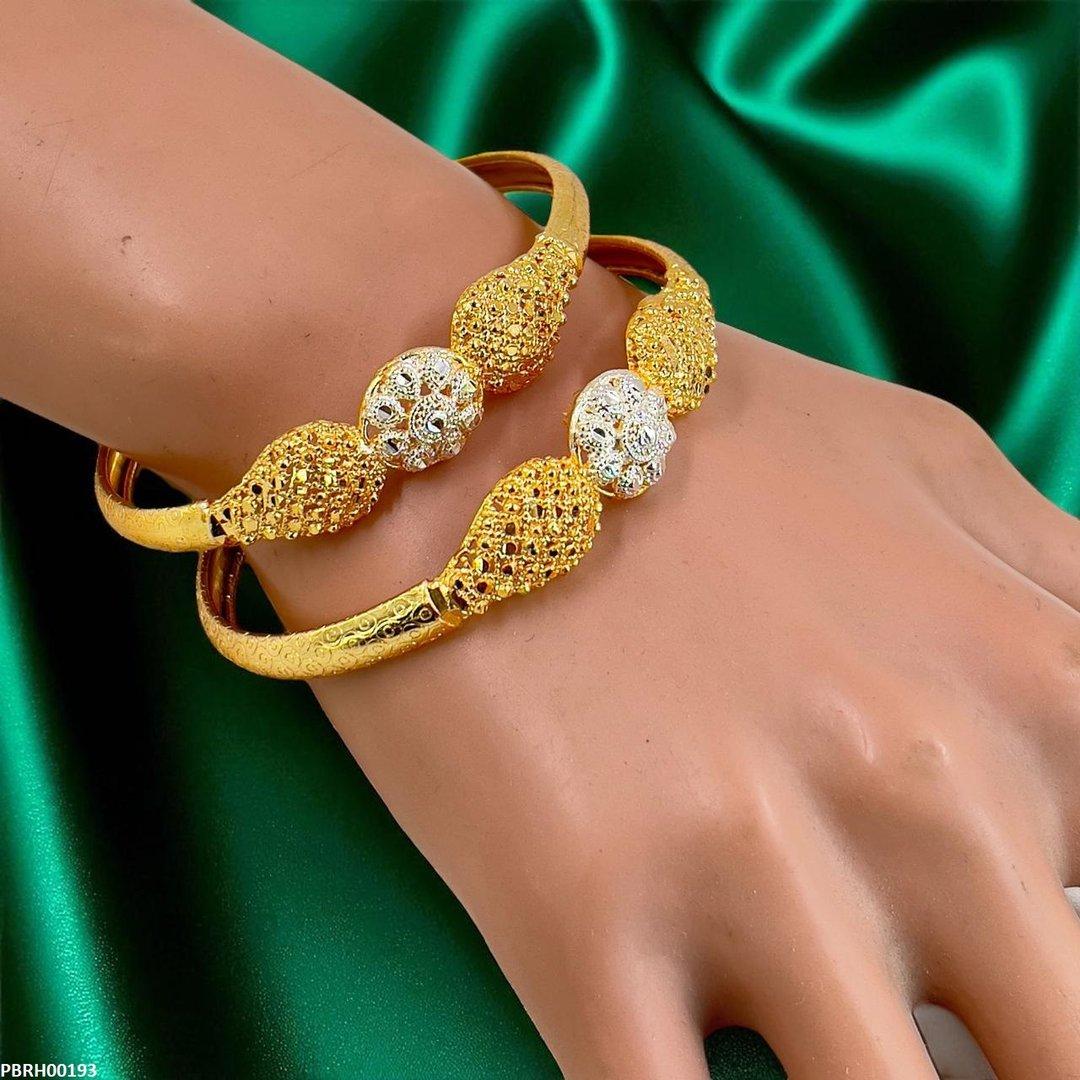 RH00193 MZM Round Flower Bangles 2 Pcs Set - PBRH
