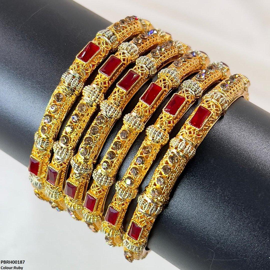 RH00187 SDQ Rectangle/Round Bangles 6 Pcs Set - PBRH