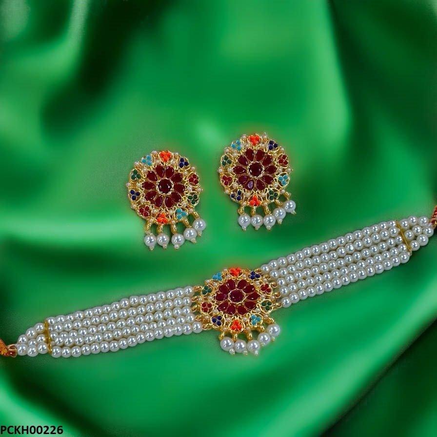 KH00228 MZM Multi Pearl Chokar Set - PCKH
