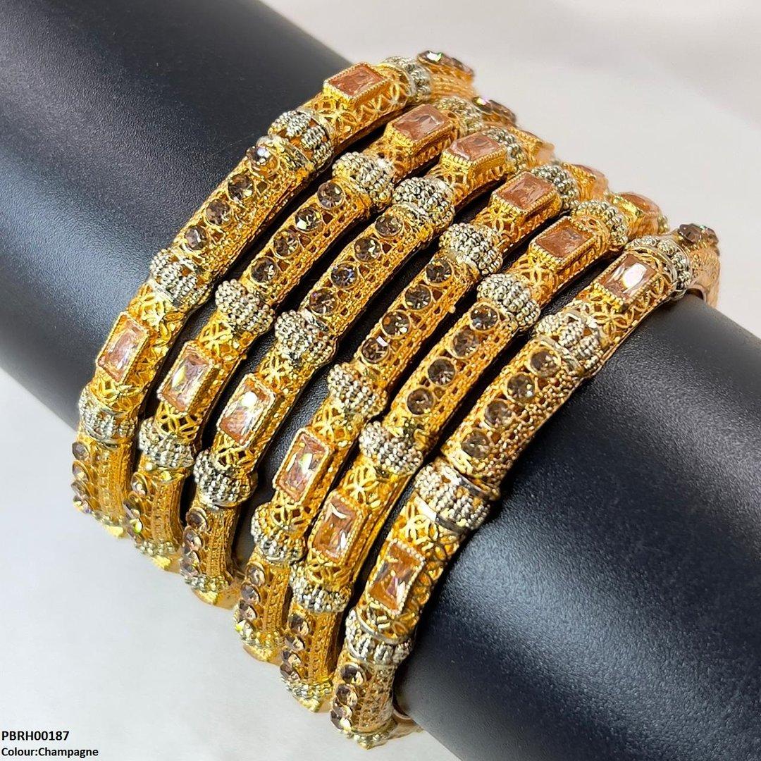 RH00187 SDQ Rectangle/Round Bangles 6 Pcs Set - PBRH