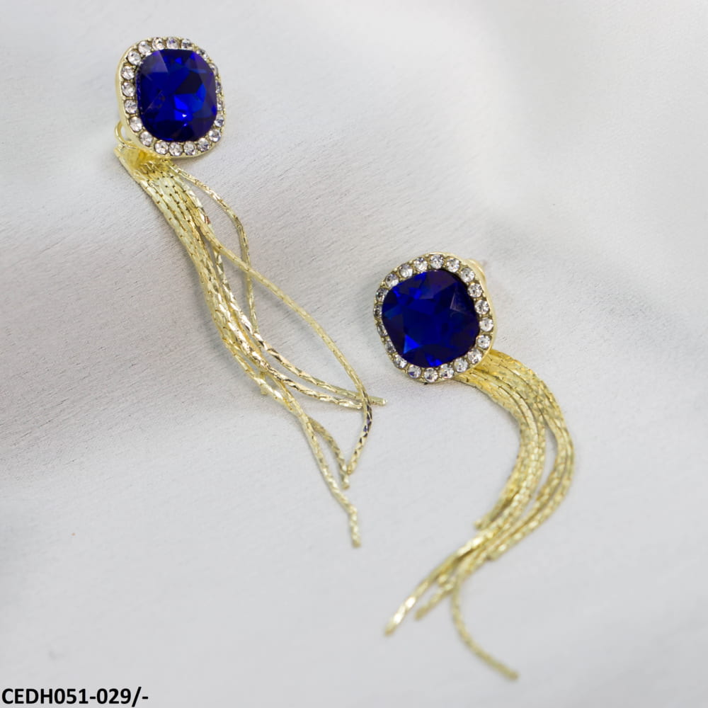 CEDH051 YQG Cushion drop Pair Earrings - CEDH