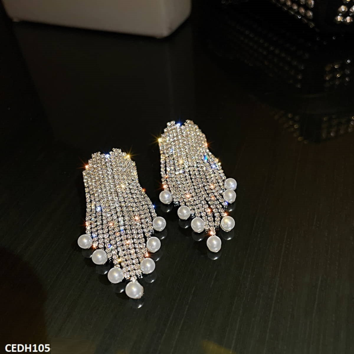 CEDH105 YBJ Tassel Drop Pearl Earrings - CEDH