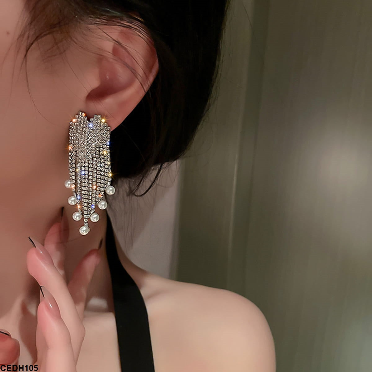 CEDH105 YBJ Tassel Drop Pearl Earrings - CEDH