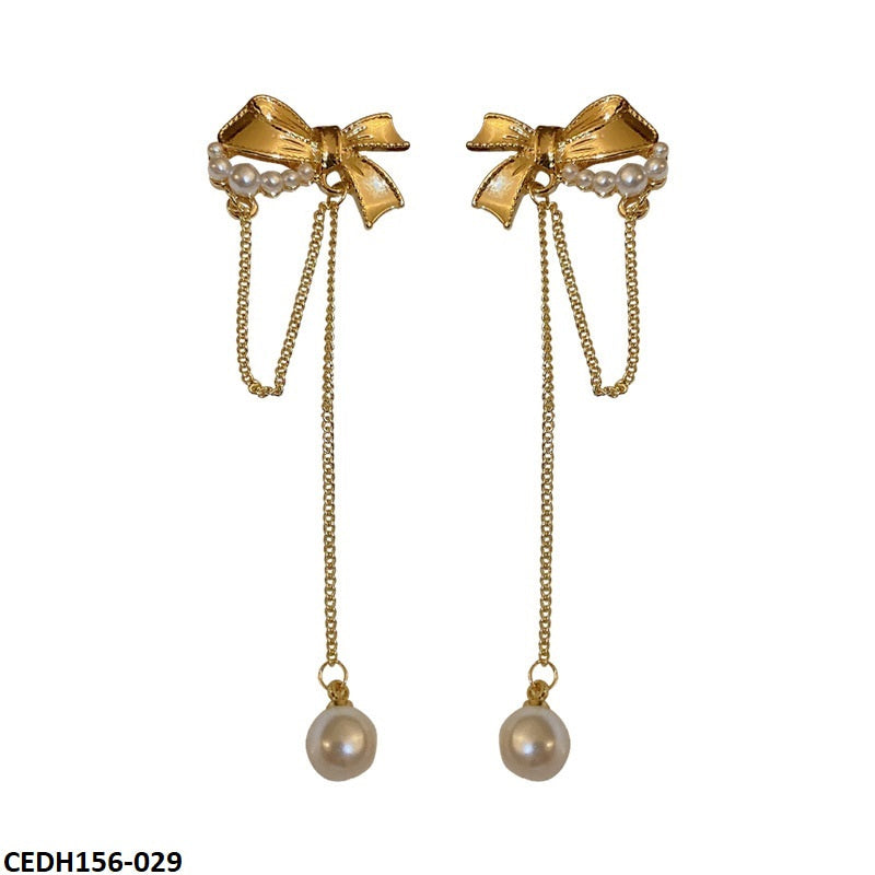 CEDH156 JMN Knot Pearl Drop Earings Pair - CEDH