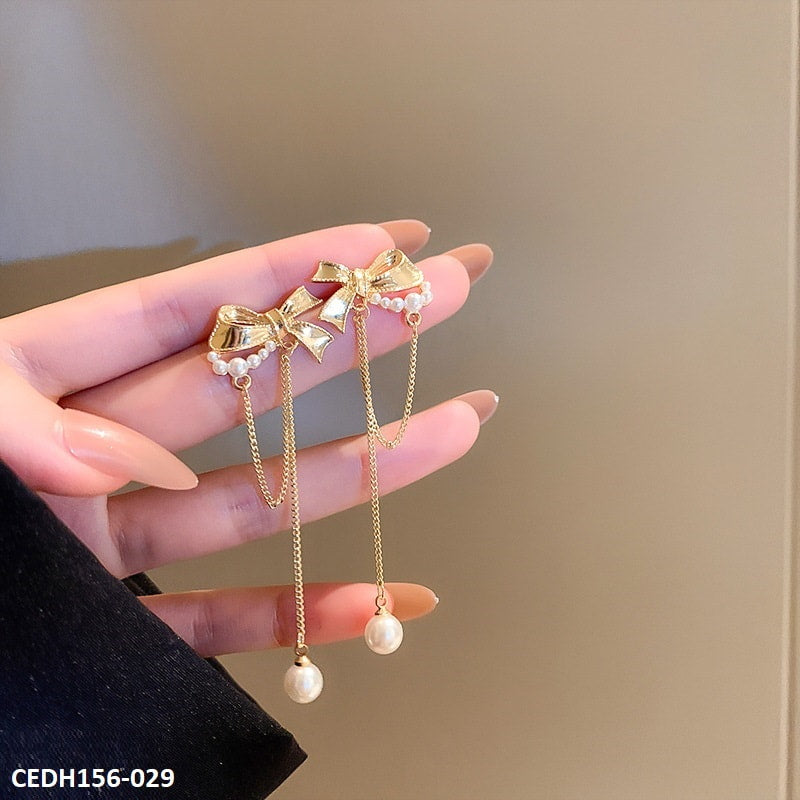 CEDH156 JMN Knot Pearl Drop Earings Pair - CEDH