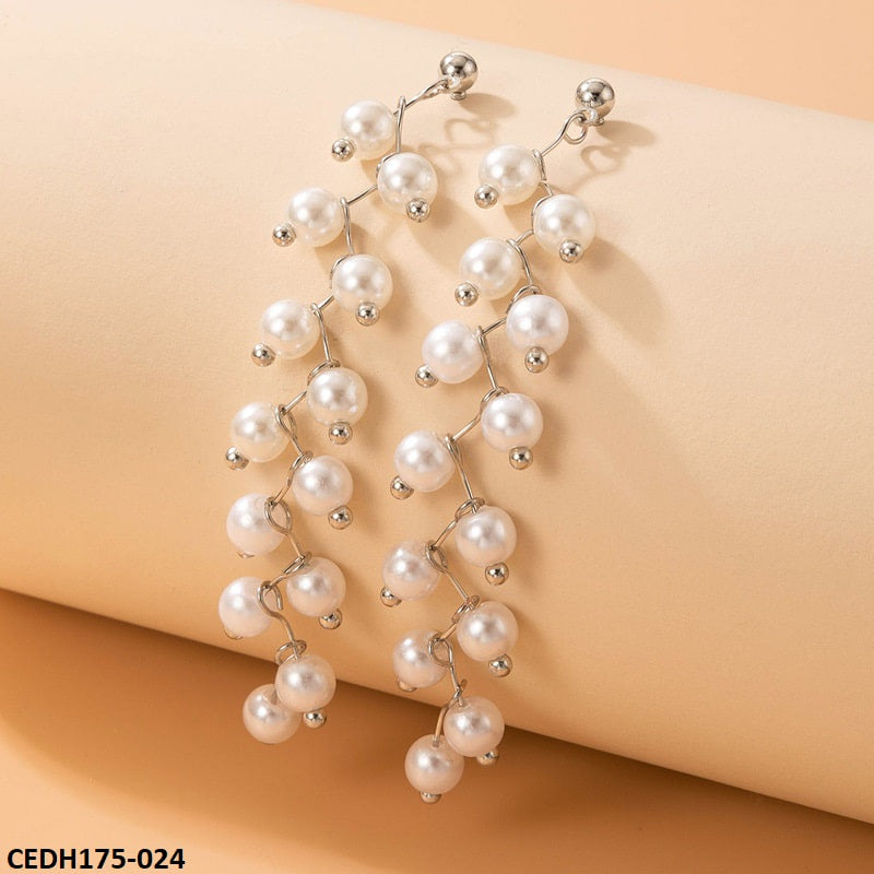 CEDH175 YYE Zigzag Pearl Drop Earrings Pair - CEDH