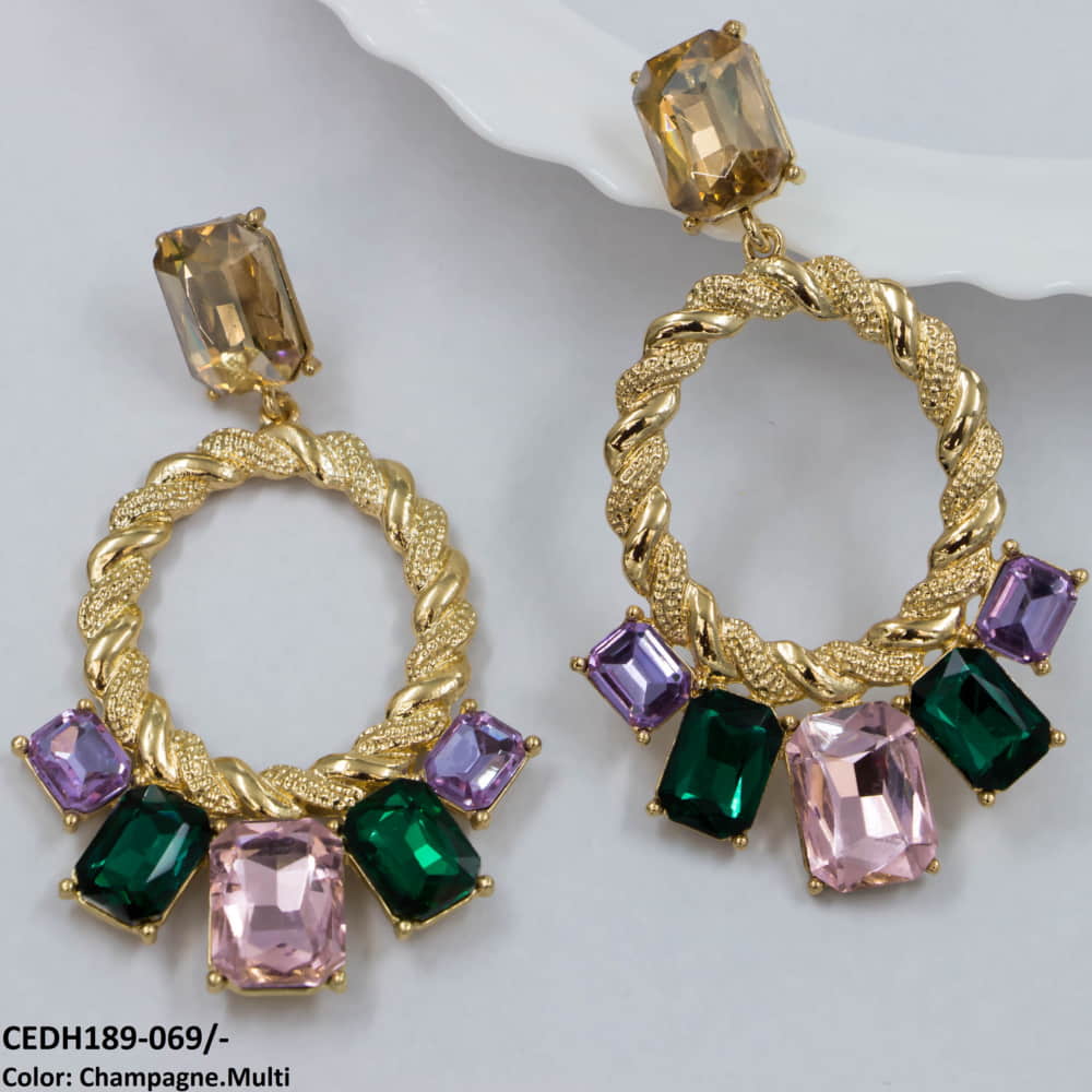 CEDH189 LYB Rectangle Tear Drop Earrings - CEDH