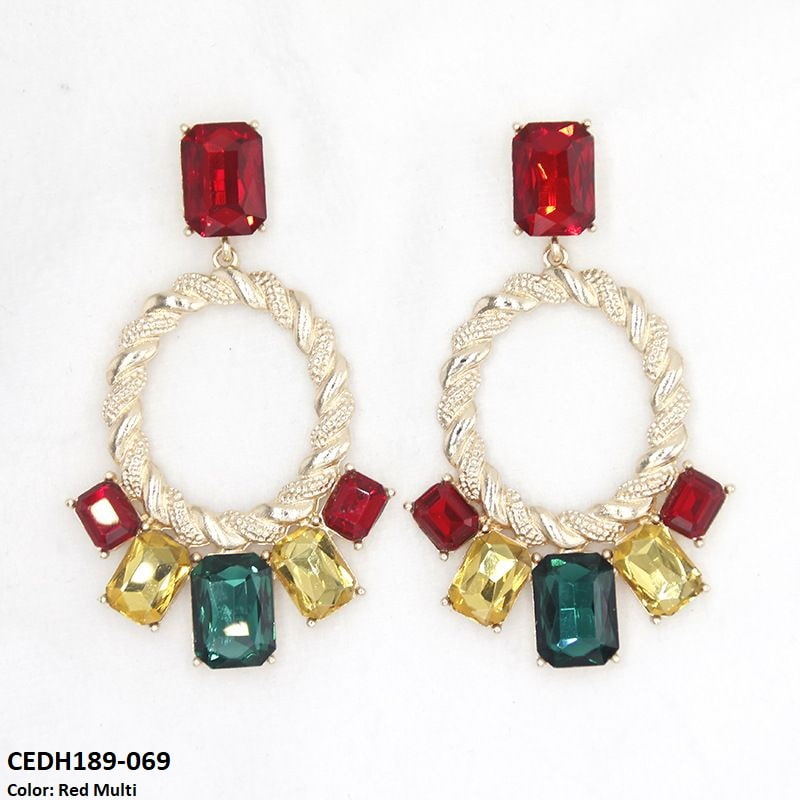 CEDH189 LYB Rectangle Tear Drop Earrings - CEDH