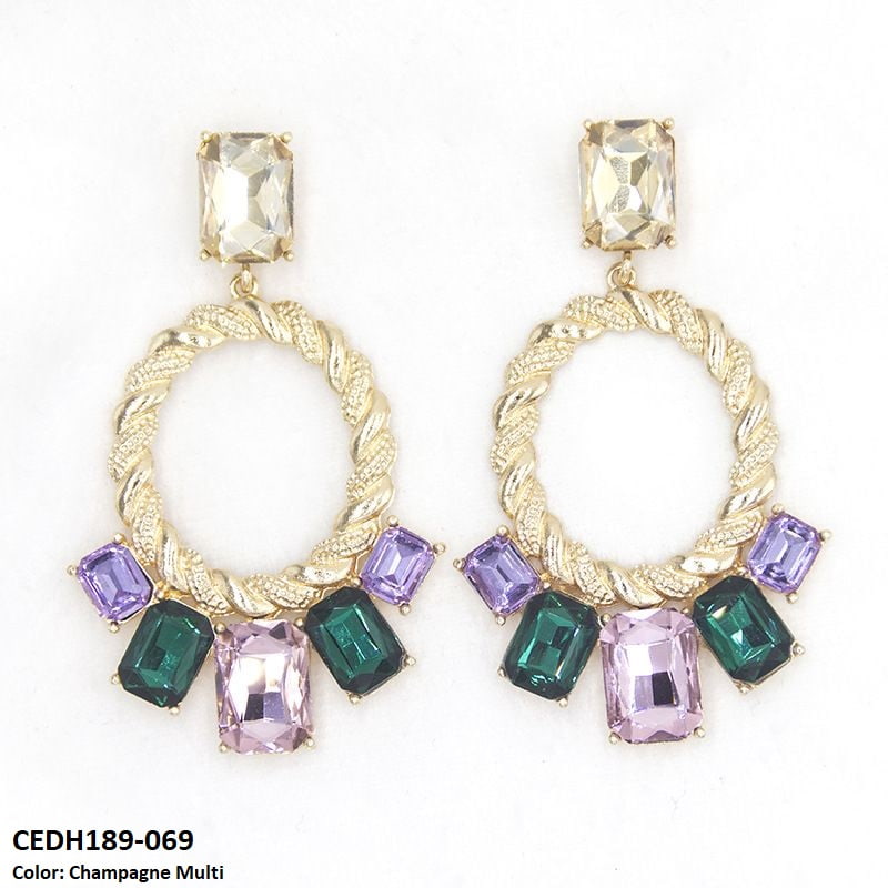 CEDH189 LYB Rectangle Tear Drop Earrings - CEDH