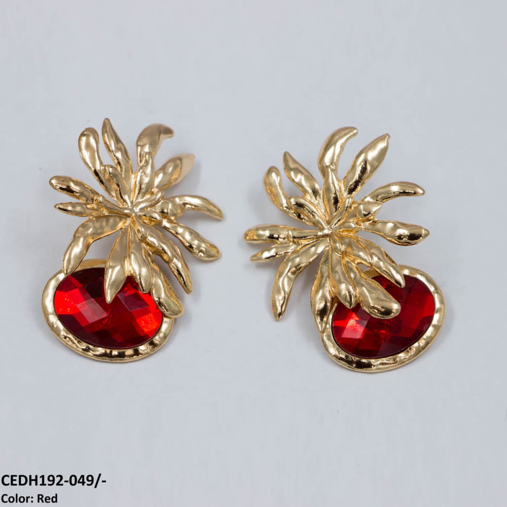 CEDH192 LYB Flower Oval Drops Earrings Pair - CEDH