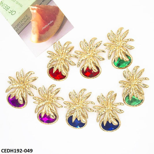 CEDH192 LYB Flower Oval Drops Earrings Pair - CEDH