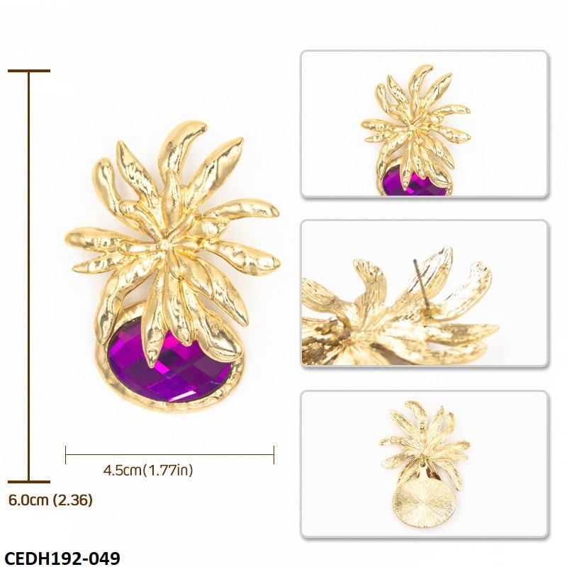 CEDH192 LYB Flower Oval Drops Earrings Pair - CEDH