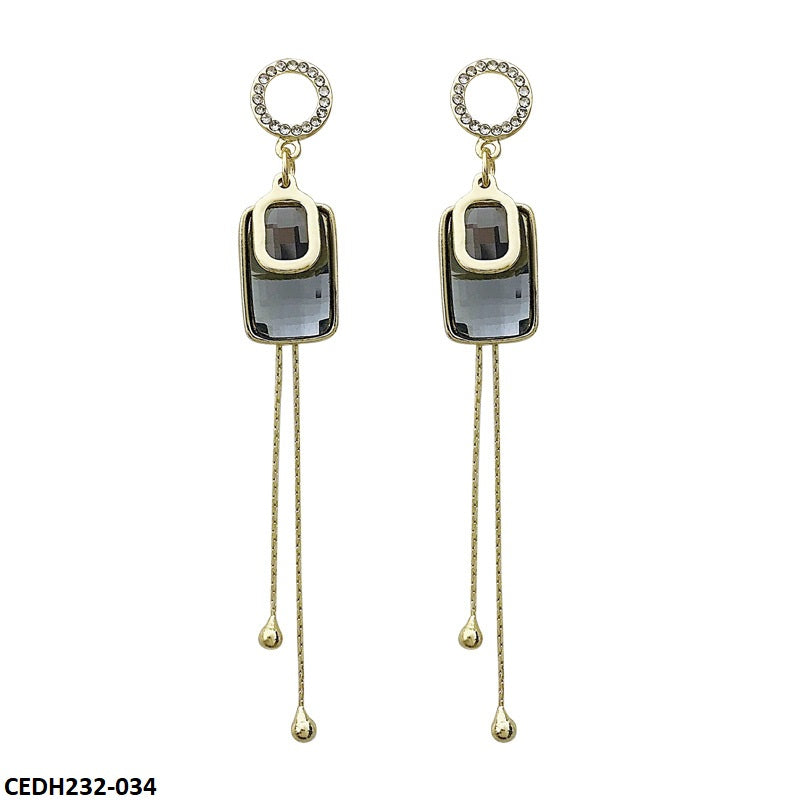 CEDH232 SYB Round Triangle Drop Earrings Pair - CEDH