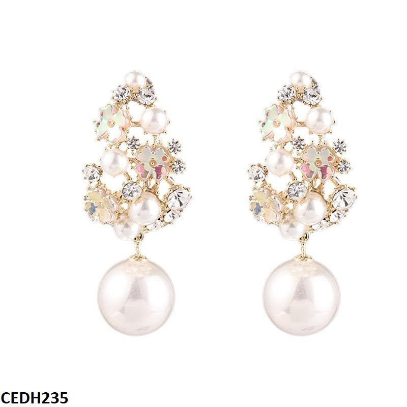 CEDH235 BTO Flower Tree Pear Drop Earrings Pair - CEDH