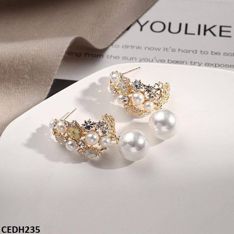 CEDH235 BTO Flower Tree Pear Drop Earrings Pair - CEDH