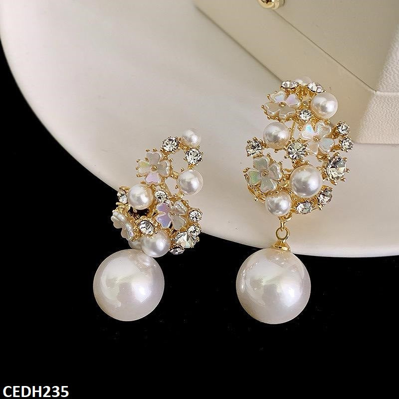 CEDH235 BTO Flower Tree Pear Drop Earrings Pair - CEDH
