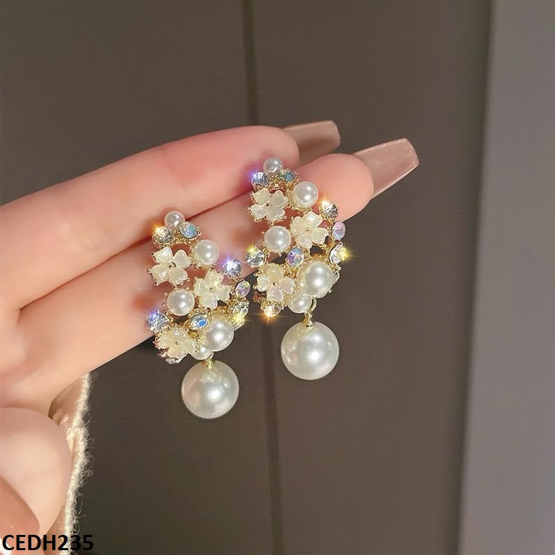 CEDH235 BTO Flower Tree Pear Drop Earrings Pair - CEDH