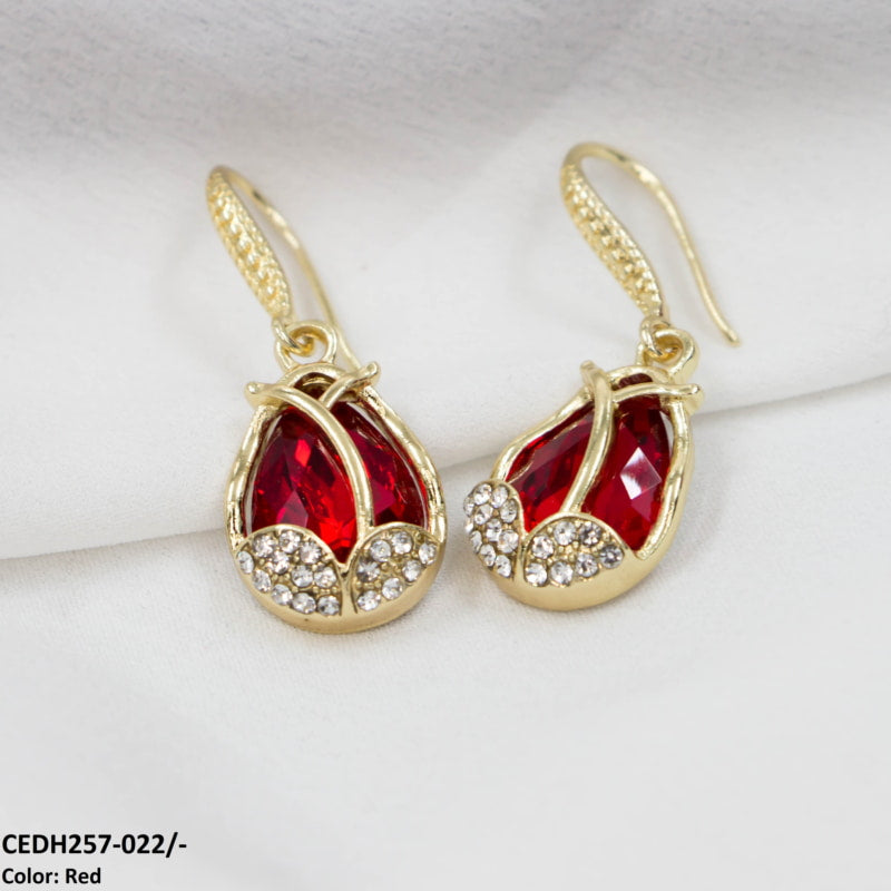 CEDH257 ZHL Tear Leaf Drop Earrings Pair - CEDH