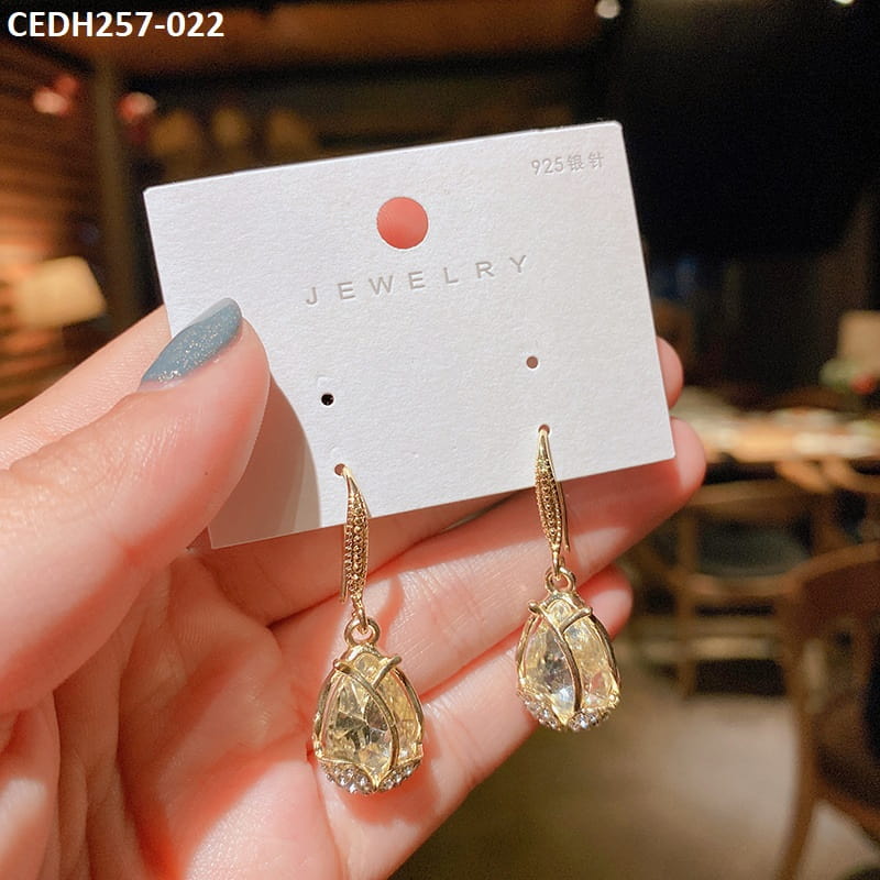 CEDH257 ZHL Tear Leaf Drop Earrings Pair - CEDH