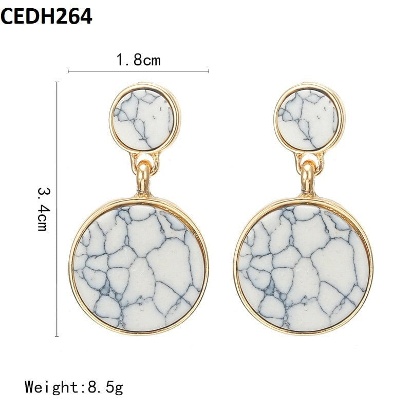 CEDH264 JMN Break Black Round Drop Earrings Pair - CEDH