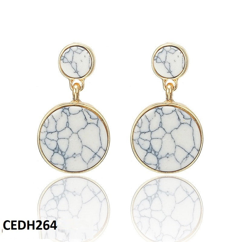 CEDH264 JMN Break Black Round Drop Earrings Pair - CEDH