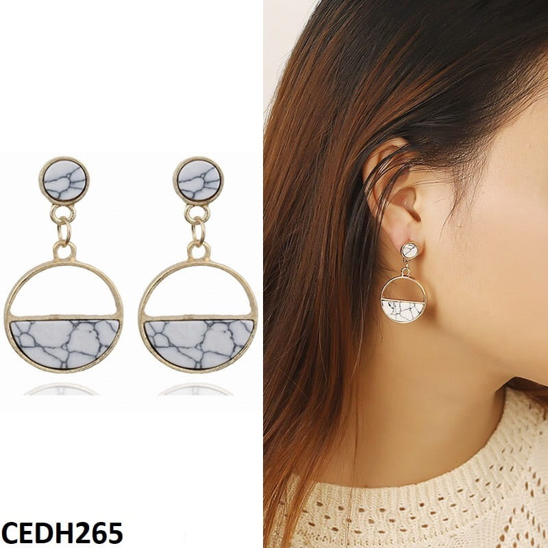 CEDH265 ABC Trendy Round Drop Earrings Pair - CEDH