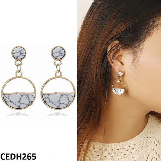 CEDH265 ABC Trendy Round Drop Earrings Pair - CEDH