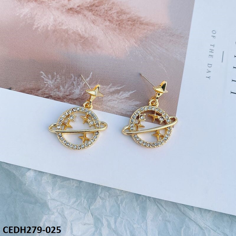 CEDH279 YYZ Star Planet Drop Earrings Pair - CEDH