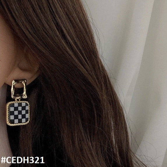 CEDH321 ZHL Cushion Step Ear Drops Earrings Pair - CEDH