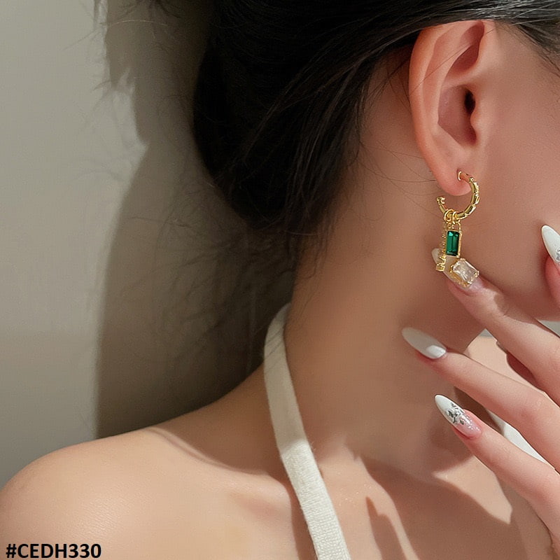 CEDH330 ZCD Rectangle Ear Drops Earrings Pair - CEDH