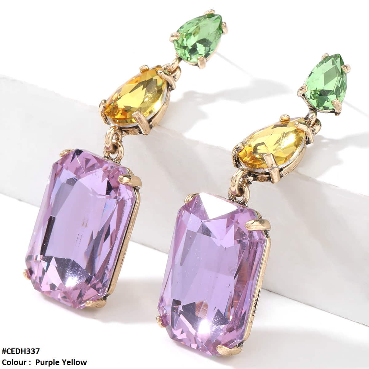 CEDH337 ZLX Tear Ear Drop Earrings Pair - CEDH