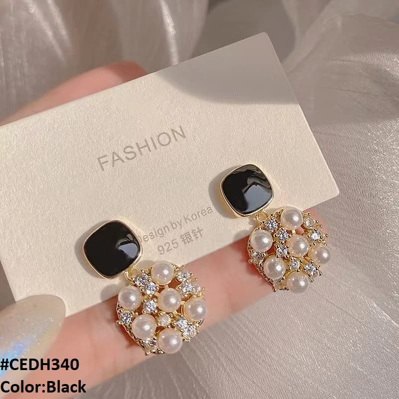 CEDH340 BTO Square Ear Drop Earrings Pair - CEDH
