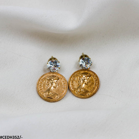 CEDH352 MAR Coin Drop Earrings Pair - CEDH