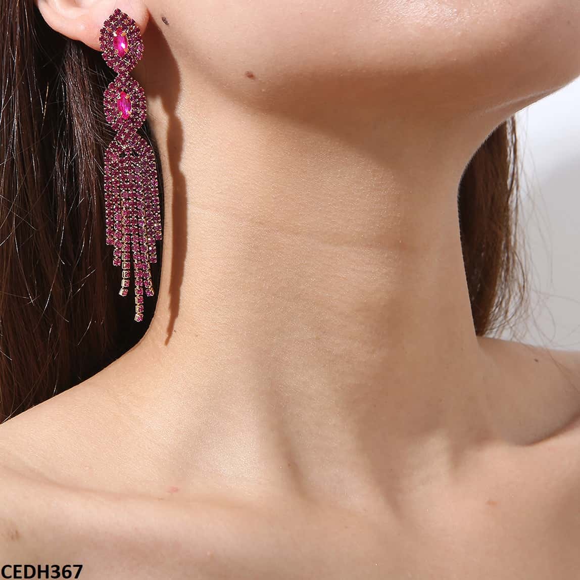 CEDH367 SIQ Eye/Tessels Drop Earrings Pair - CEDH