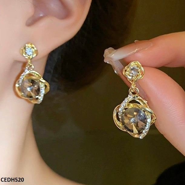 CEDH520 LSH Curved Layer Round Drop Earrings  - CEDH