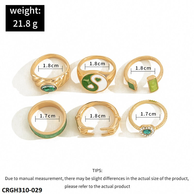 CRGH310 YPG Finger & Painted 6 Rings - CRGH