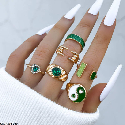 CRGH310 YPG Finger & Painted 6 Rings - CRGH