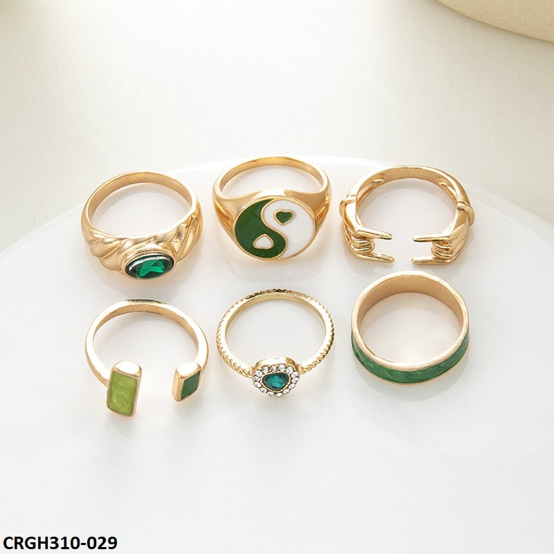CRGH310 YPG Finger & Painted 6 Rings - CRGH
