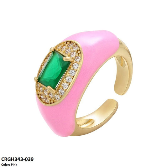 CRGH343 ZHK Rectangle Painted Ring Adjustable - CRGH