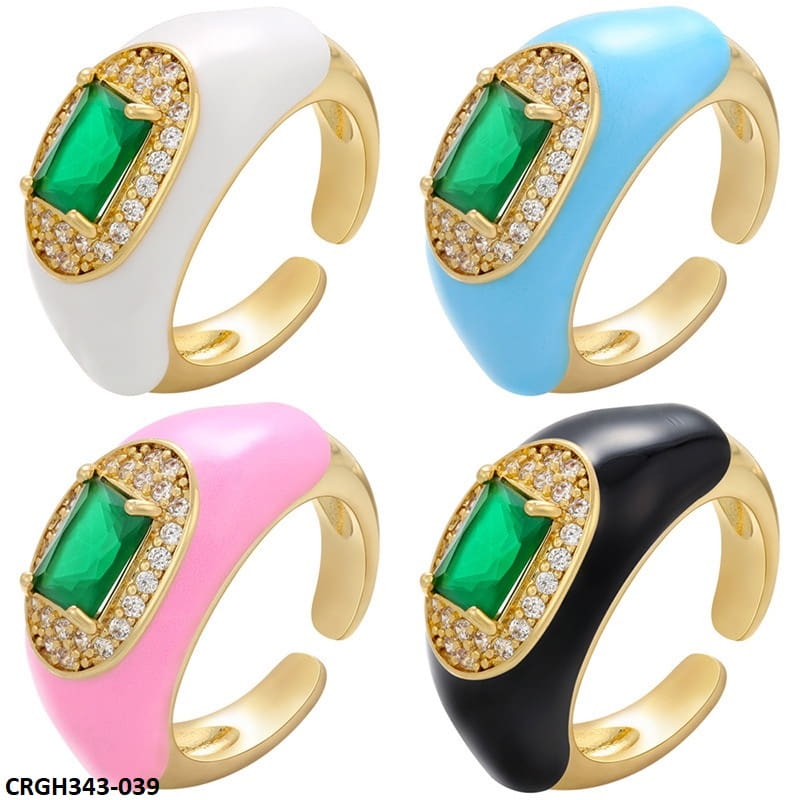 CRGH343 ZHK Rectangle Painted Ring Adjustable - CRGH