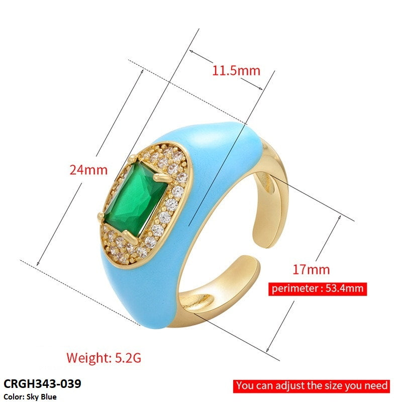 CRGH343 ZHK Rectangle Painted Ring Adjustable - CRGH