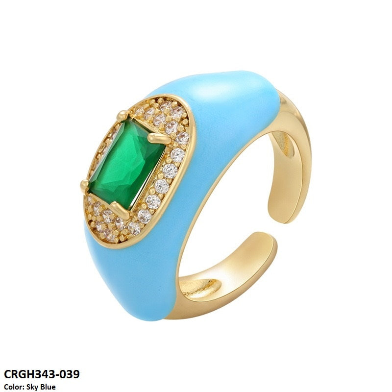 CRGH343 ZHK Rectangle Painted Ring Adjustable - CRGH