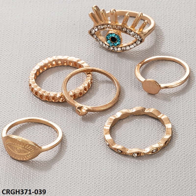 CRGH371 YYE Evil Eye Heart Circle 6 Midi Rings - CRGH