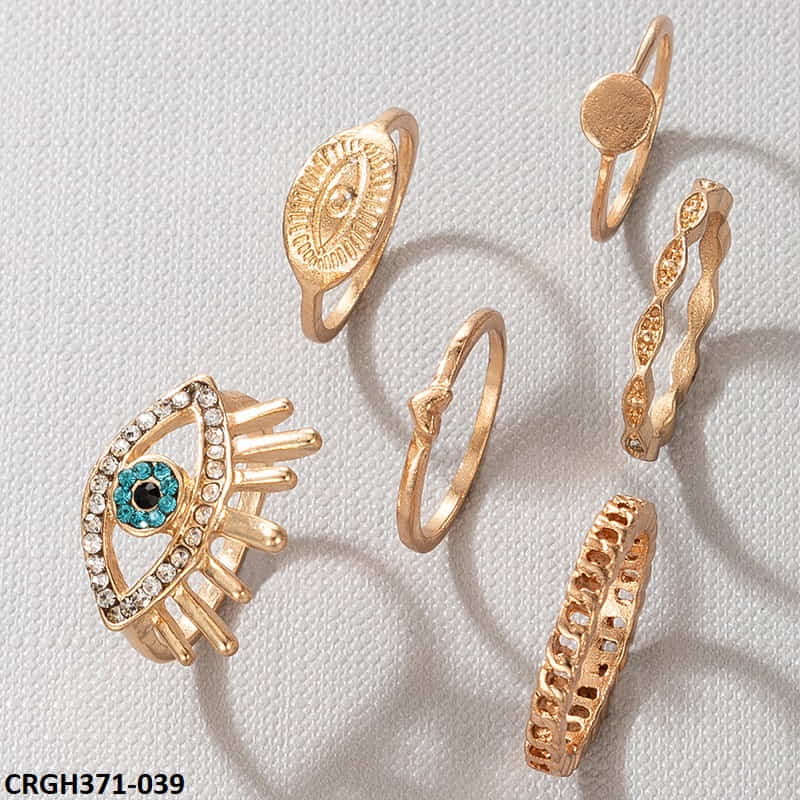 CRGH371 YYE Evil Eye Heart Circle 6 Midi Rings - CRGH