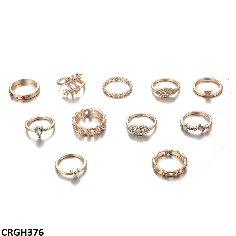 CRGH376 YYE Leaf Evil Eye 11 Midi Rings - CRGH