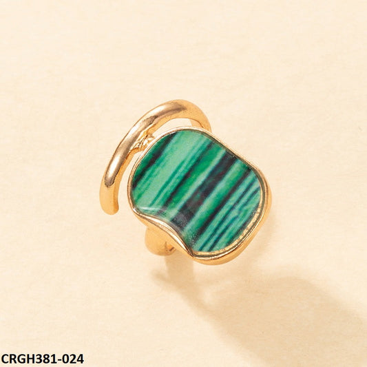 CRGH381 YYE Cushion Green Painted Ring Sze 8 - CRGH